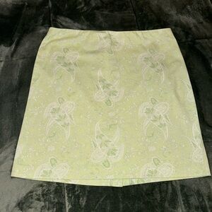 Jones New York Signature Paisley A-Line Skirt Size 16 Mint Green/White